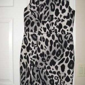 ANN TAYLOR Sleeveless Black / Gray Leopard Cheeta Womens Dress - Sleeveless